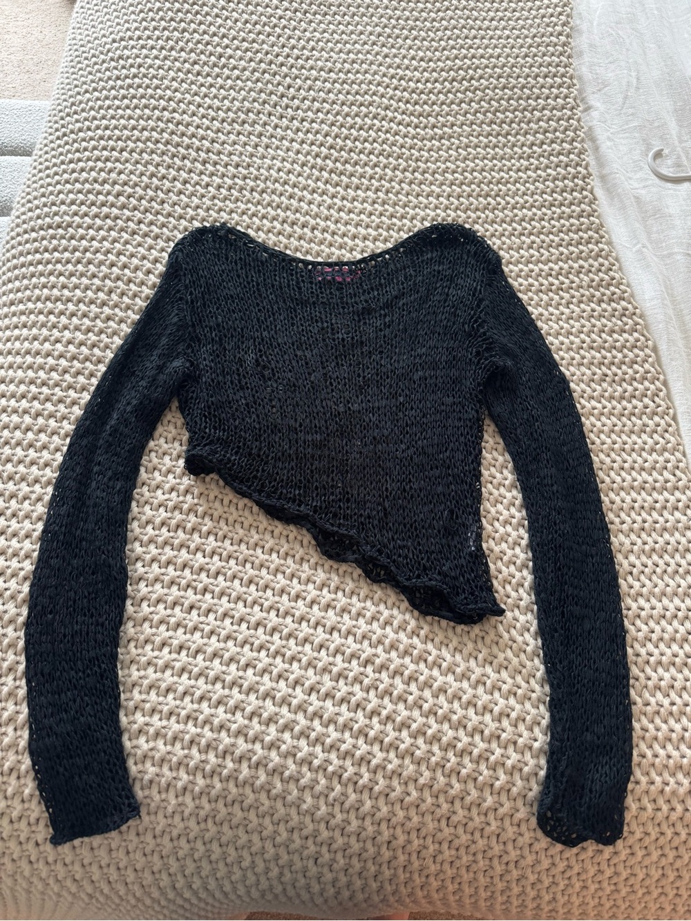 Editked Cropped Asymmetrical Knit Sweater